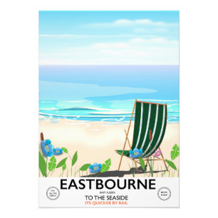 Eastbourne Beach East Sussex travel poster