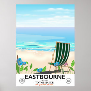 Eastbourne Beach East Sussex travel poster