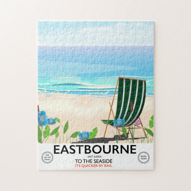 Eastbourne Beach East Sussex travel poster Jigsaw Puzzle (Vertical)