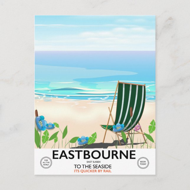 Eastbourne Beach East Sussex travel poster Postcard (Front)