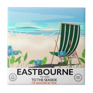 Eastbourne Beach East Sussex travel poster Tile