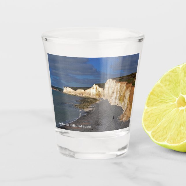 Eastbourne Cliffs in East Sussex England Keepsake Shot Glass (Front)