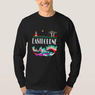 Eastbourne Summer Holiday Sea Waves Lighthouse Col T-Shirt