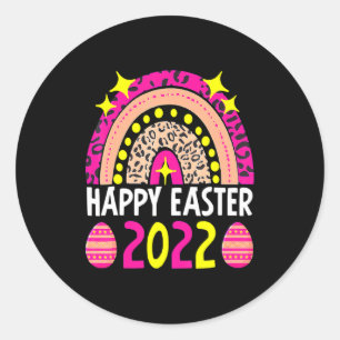 Easter 2022 rainbow cute happy easter 2022 classic round sticker
