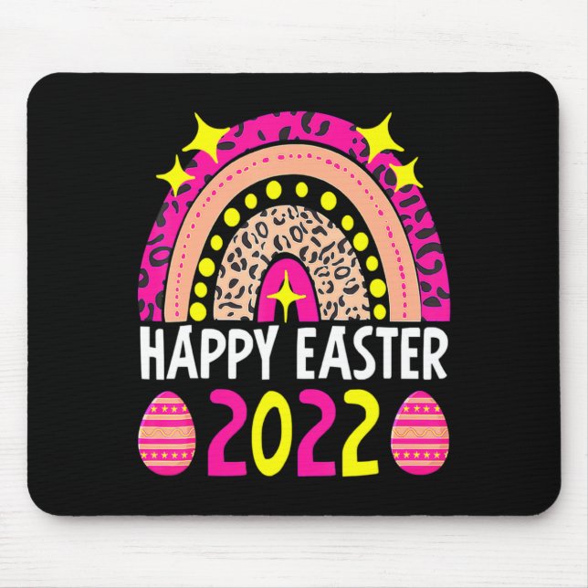 Easter 2022 rainbow cute happy easter 2022  mouse mat (Front)
