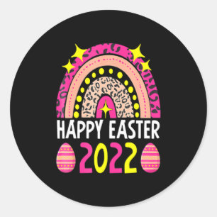 Easter 2022 rainbow cute happy easter 2022 women classic round sticker
