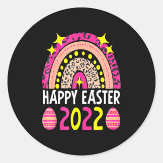 Easter 2022 rainbow cute happy easter 2022 women  classic round sticker