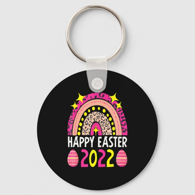 Easter 2022 rainbow cute happy easter 2022 women  key ring (Front)