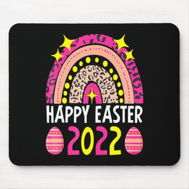 Easter 2022 rainbow cute happy easter 2022 women  mouse mat (Front)