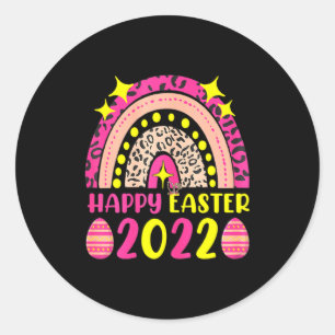 Easter 2022 rainbow t cute happy easter 2022 wome classic round sticker