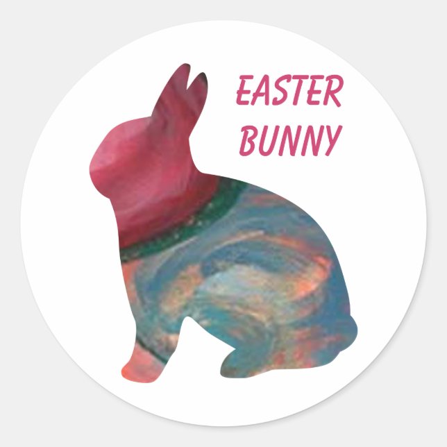 Easter Abstract Art Bunny Stickers by Janz (Front)