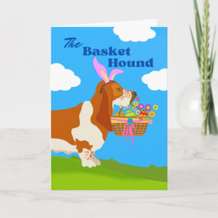 Easter Adorable Basket Basset Hound Easter Basket Card