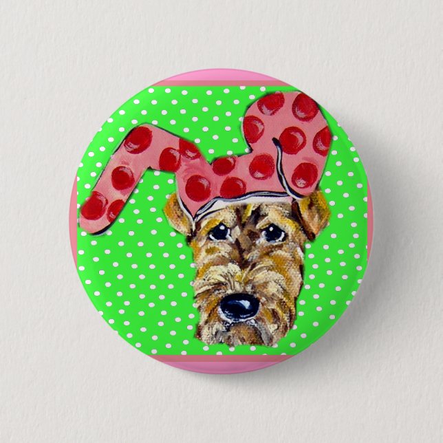 Easter Airedale 6 Cm Round Badge (Front)