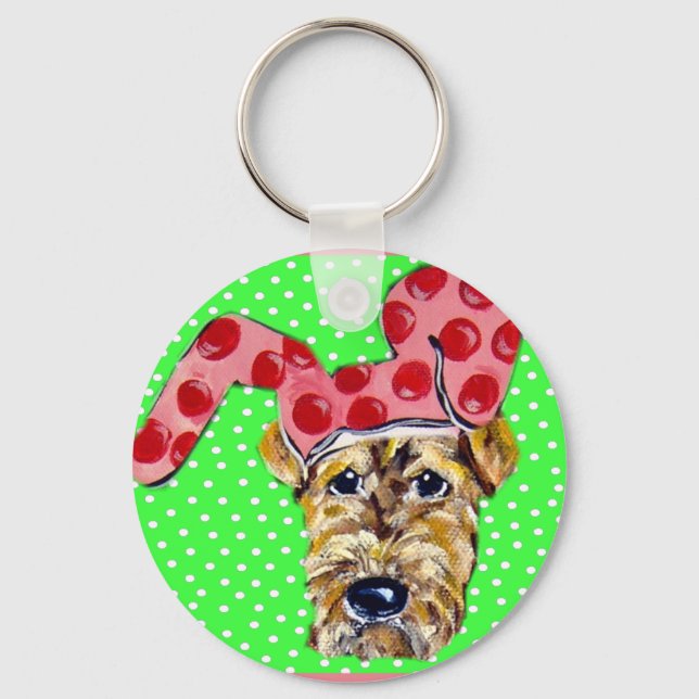 Easter Airedale Key Ring (Front)