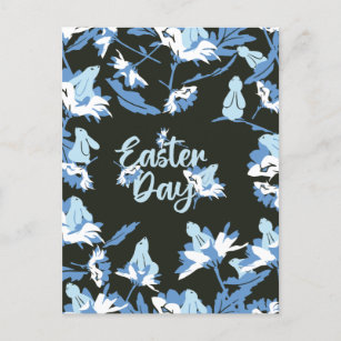 Easter and Floral Rabbit Postcard