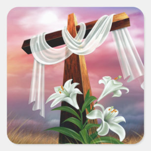 Easter and Palm Sunday Crosses and Scenes Square Sticker