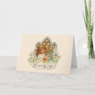Easter Angel with Harp - Card
