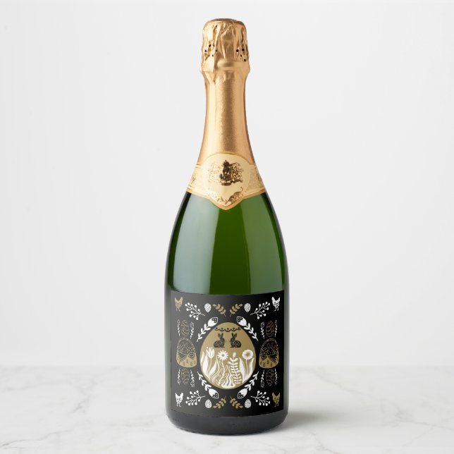Easter April Holiday Gift Sparkling Wine Label (Front)