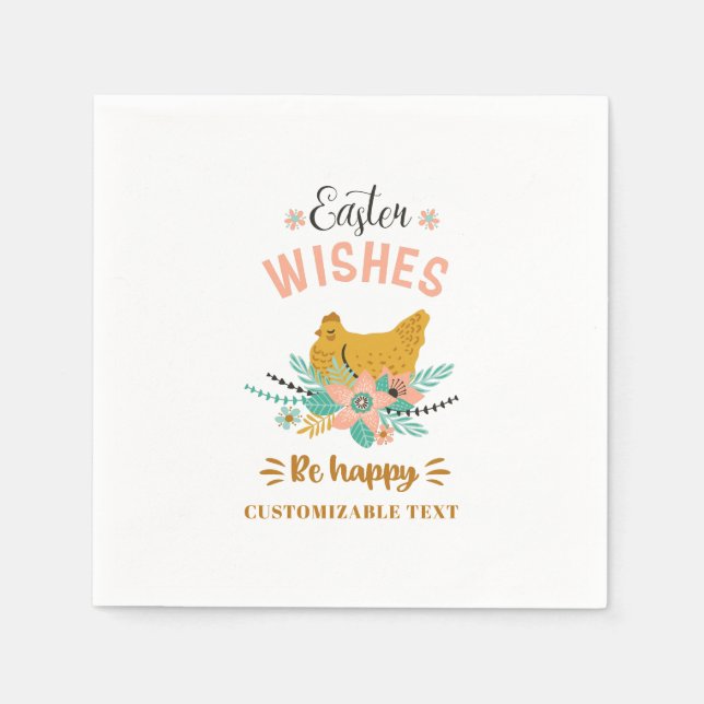 Easter arrangement flowers and easter chicken napkin (Front)