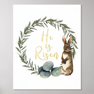 Easter Art He Is Risen Quote Bible Verse   Foil Prints