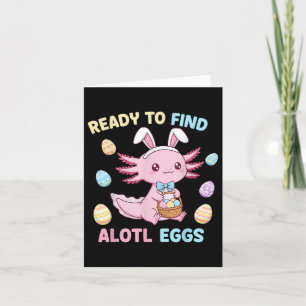 Easter Axolotl Bunny Ears Cute Egg Basket Kawaii  Card