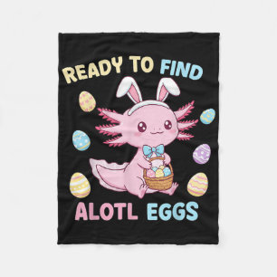 Easter Axolotl Bunny Ears Cute Egg Basket Kawaii Fleece Blanket