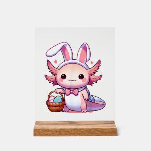 Easter Axolotl Bunny Ears Eggs T-Shirt Acrylic Sign