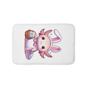 Easter Axolotl Bunny Ears Eggs T-Shirt Bath Mat
