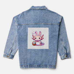 Easter Axolotl Bunny Ears Eggs T-Shirt Denim Jacket