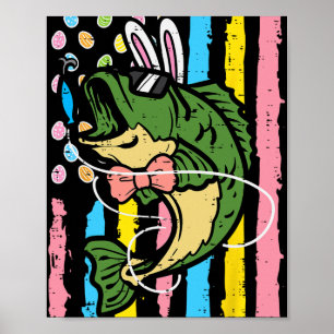 Easter B Fish Bunny Us Flag Patriot Fishing Men Wo Poster