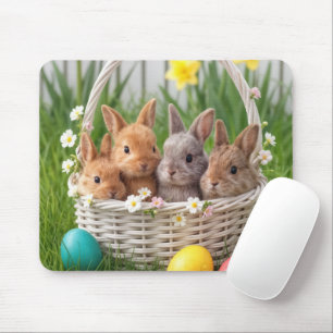 Easter Baby Bunnies in a Basket Mouse Mat