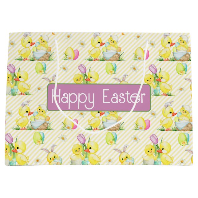 Easter Baby Chicks and Ducks Large Gift Bag (Front)