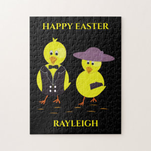 Easter baby chicks puzzle with personalised name.