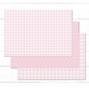 Easter Baby Pink Gingham and Polka Dots Wrapping Paper Sheet
