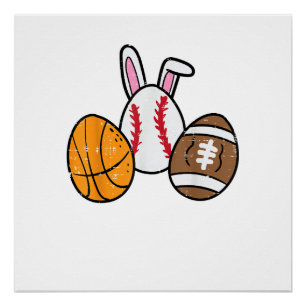 Easter Balls Basketball Baseball Football Boys Kid Poster