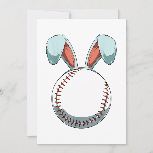 Easter Baseball Ball Easter Day Funny Easter Bunny Invitation (Front)