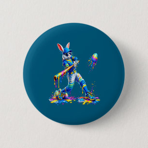 Easter baseball bunny batter eggs drip men women 6 cm round badge