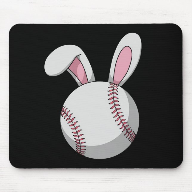 Easter Baseball Bunny Cute Rabbit Ears Mouse Mat (Front)