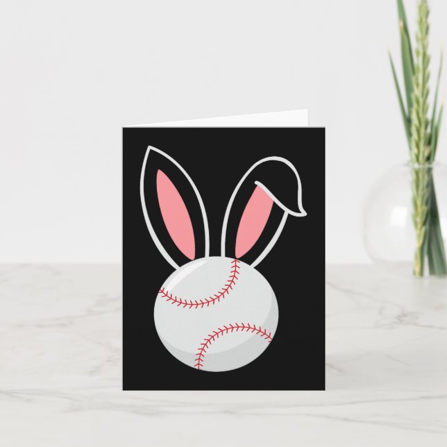 Easter Baseball Bunny Ears Fun Baseball Fan Easter Card (Front)