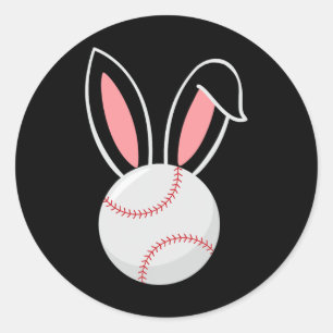 Easter Baseball Bunny Ears Fun Baseball Fan Easter Classic Round Sticker