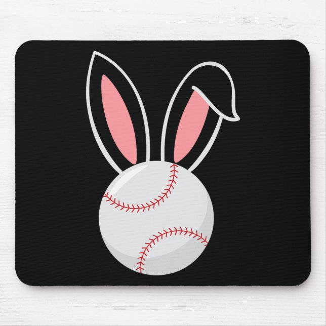 Easter Baseball Bunny Ears Fun Baseball Fan Easter Mouse Mat (Front)