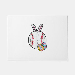 Easter Baseball Bunny Sports Men Boys Kids Toddler Doormat