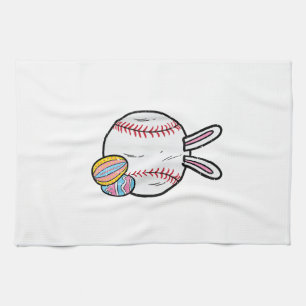 Easter Baseball Bunny Sports Men Boys Kids Toddler Tea Towel
