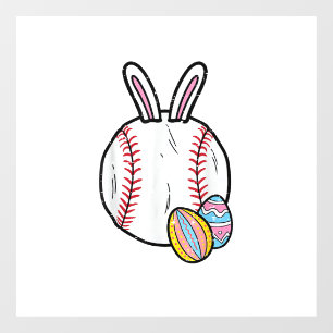 Easter Baseball Bunny Sports Men Boys Kids Toddler Window Cling