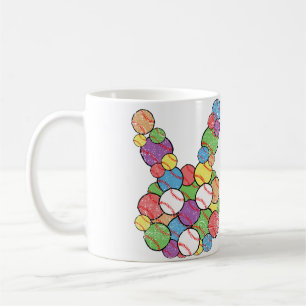 Easter Baseball Lover Bunny Head Ball Egg Hunting Coffee Mug