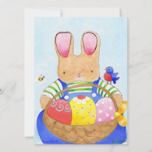 Easter basket boy bunny invitation