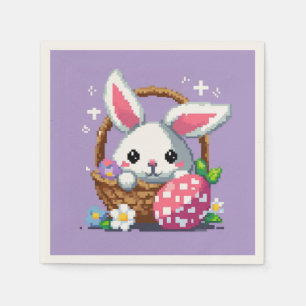 Easter basket Bunny 8 bit pixel art Napkin