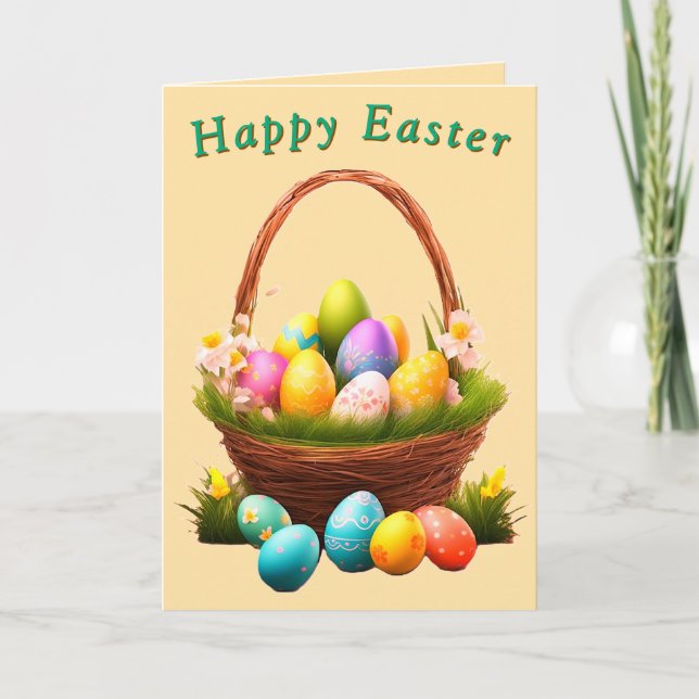 Easter Basket Card (Change Background Colour) (Front)