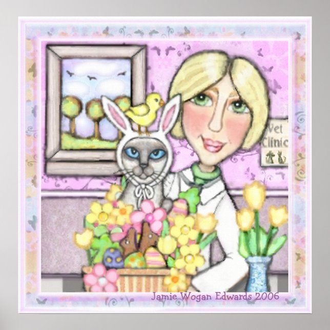 Easter Basket Cat With Veterinarian Poster (Front)