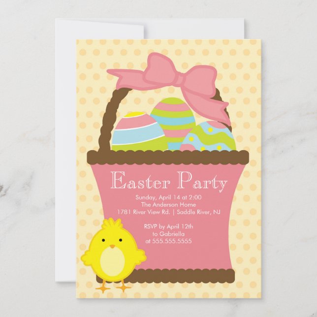 Easter Basket Chick  Easter Party Invitation (Front)